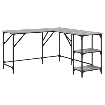 Vidaxl Pisalna miza siva sonoma 139x139x75 cm inženirski les