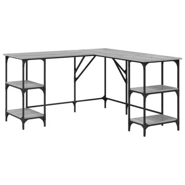 Vidaxl Pisalna miza siva sonoma 139x139x75 cm inženirski les