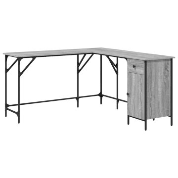 Vidaxl Pisalna miza siva sonoma 141x141x75 cm inženirski les