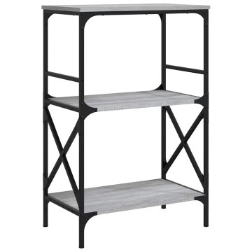 Vidaxl Knjižna omara 3-nadstropna siva sonoma 59x35x90,5 cm in. les