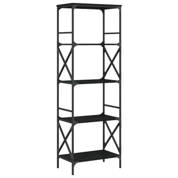 Vidaxl Knjižna omara 5-nadstropna črna 59x35x171 cm inženirski les
