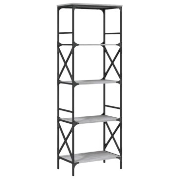 Vidaxl Knjižna omara 5-nadstropna siva sonoma 59x35x171 cm inž. les