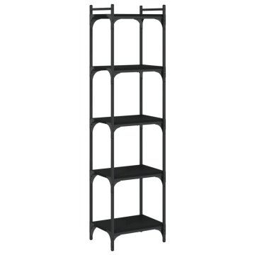 Vidaxl Knjižna omara 5-nadstropna črna 40x30x154 cm inženirski les