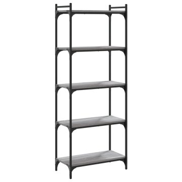 Vidaxl Knjižna omara 5-nadstropna siva sonoma 60x30x154 cm inž. les