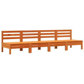 Vidaxl Corner Sofa 4 kos Solid pine wood Voščeno rjava Standard