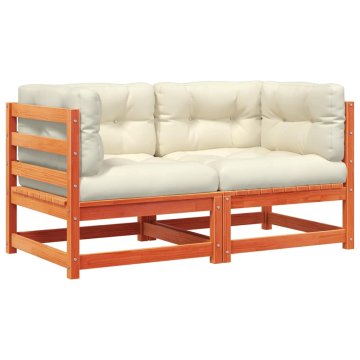Vidaxl Patio Footstool 2-sedežni Solid pine wood Voščeno rjava