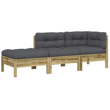 Vidaxl Patio Sofa 2-sedežni Solid Pine Wood, Oxford Fabric