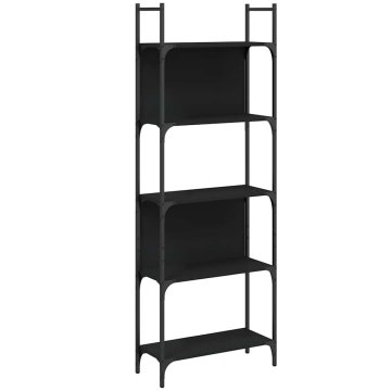 Vidaxl Knjižna polica 5-nadstropna črna 60,5x24x166,5 cm inž. les