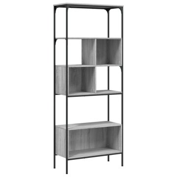 Vidaxl Knjižna omara 5-nadstropna siva sonoma 76x33x188,5 cm inž. les