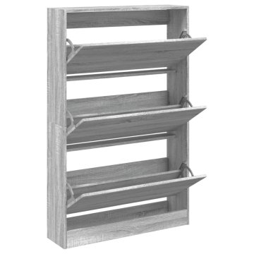 Vidaxl Omarica za čevlje siva sonoma 80x21x125,5 cm inženirski les