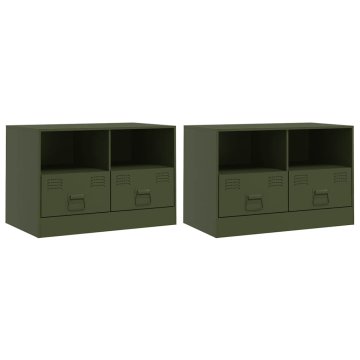 Vidaxl TV omarica 2 kosa olivno zelena 67x39x44 cm jeklo