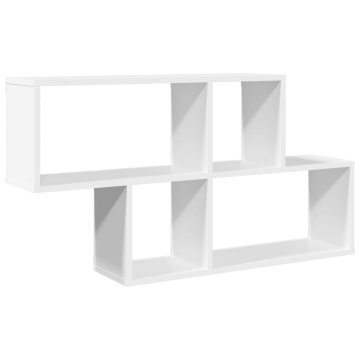 Vidaxl Stenska polica bela 100x20x53 cm inženirski les