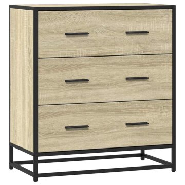 Vidaxl Komoda sonoma hrast 68x35x76 cm inženirski les in kovina
