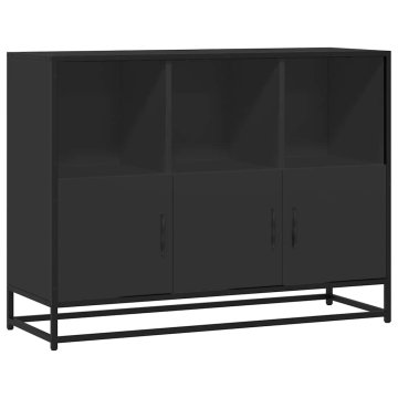 Vidaxl Komoda črna 100x35x76 cm inženirski les