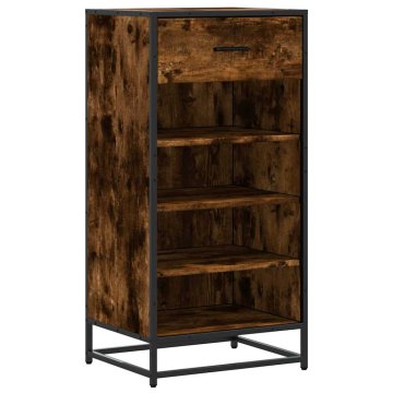Vidaxl Stojalo za čevlje dimljen hrast 48x38x97,5 cm inženirski les