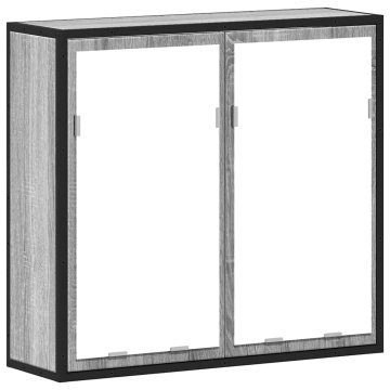 Vidaxl Kopalniška omarica z ogledalom siva sonoma 65x20x60 cm inž. les