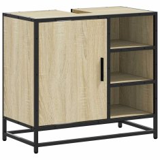 Vidaxl Omarica za umivalnik v kopalnici, hrast sonoma, 65x33x60 cm, inženirski les