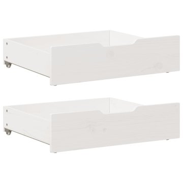 Vidaxl Predal za posteljo 2 kosa bela 75x55x17 cm trdna borovina
