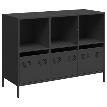 Vidaxl Komoda črna 101,5x39x73,5 cm hladno valjano jeklo