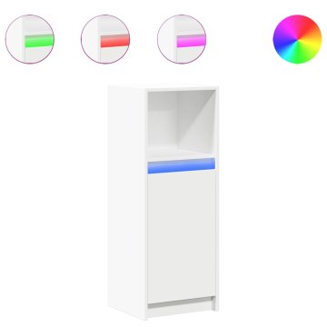 Vidaxl Komoda z LED bela 38x34x100 cm inženirski les