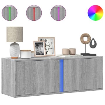 Vidaxl Stenska TV omarica z LED lučkami siva sonoma 100x31x35 cm