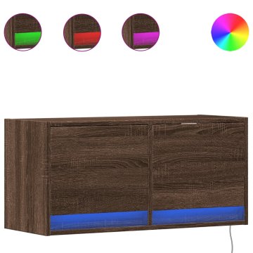 Vidaxl Stenska TV omarica z LED lučkami rjavi hrast 80x31x38 cm