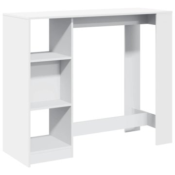 Vidaxl Barska miza s polico bela 124x46x103,5 cm inž. les