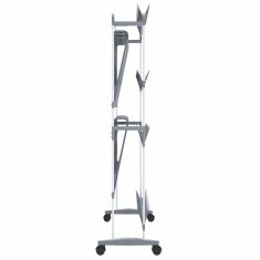Vidaxl Stojalo za čevlje s kolesi srebrno 89x27x120 cm