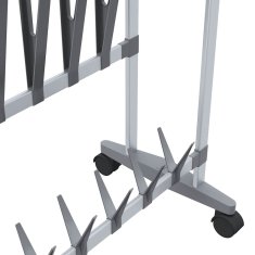 Vidaxl Stojalo za čevlje s kolesi srebrno 89x27x120 cm