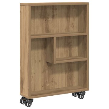 Vidaxl Voziček za shranjevanje artisian hrast 48x13x68 cm inž. les