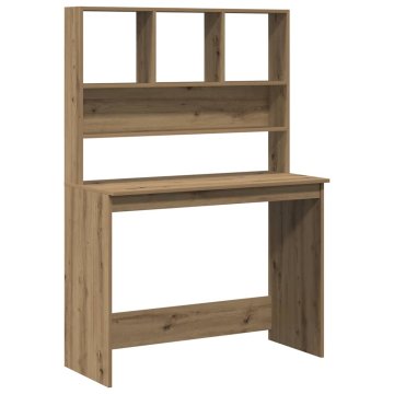 Vidaxl Pisalna miza s policami artisian hrast 102x45x148 cm inž. les