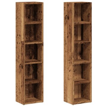 Vidaxl Omarica za CD plošče 2 kosa star les 21x16x93,5 cm inž. les