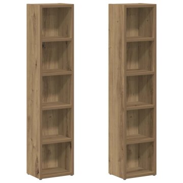 Vidaxl Omarica za CD-je 2 kosa artisan hrast 21x16x93,5 cm inžen. les