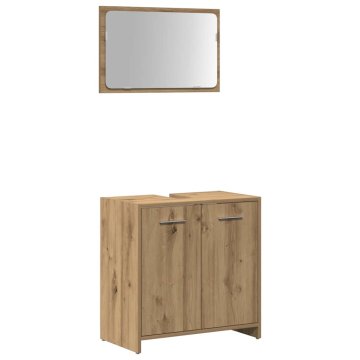 Vidaxl Kopalniška omarica z ogledalom artisan hrast inženirski les