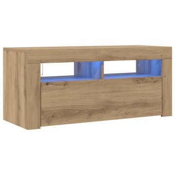 Vidaxl TV omarica z LED artisan hrast 90x35x40 cm inženirski les