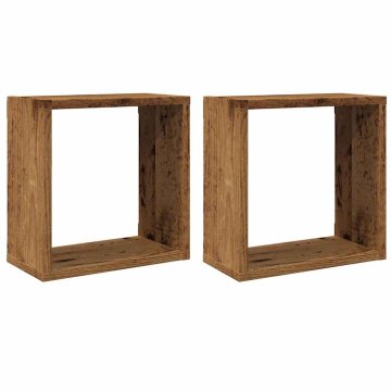 Vidaxl Stenske kocke police 2 kosa starega lesa 30x15x30 cm