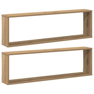 Vidaxl Stenske kockaste police 2 kosa artisan hrast 100x15x30 cm