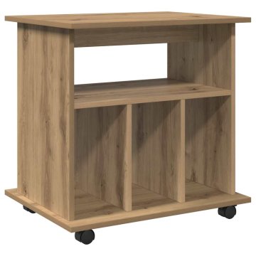Vidaxl Omarica na kolesih artisan hrast 60x45x60 cm inženirski les