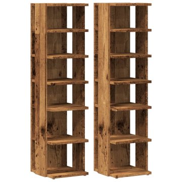 Vidaxl Omarica za umivalnik 2 kosa starinski les 28x27x102 cm inž. les