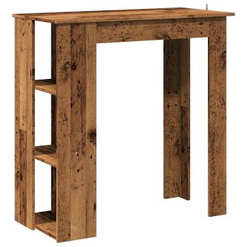 Vidaxl barska miza s polico iz starega lesa 102x50x103,5 cm