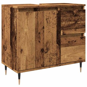 Vidaxl Kopalniška omarica starinski les 65x33x60 cm inženirski les