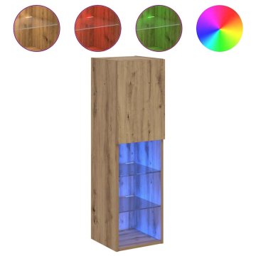 Vidaxl TV omarica z LED lučkami artisian hrast 30,5x30x102 cm