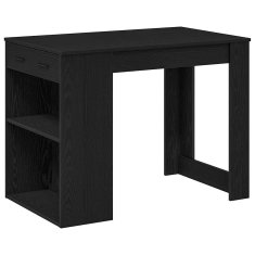 Vidaxl Pisalna miza s predalom in polico črn 102x62x77,5 cm inž. les