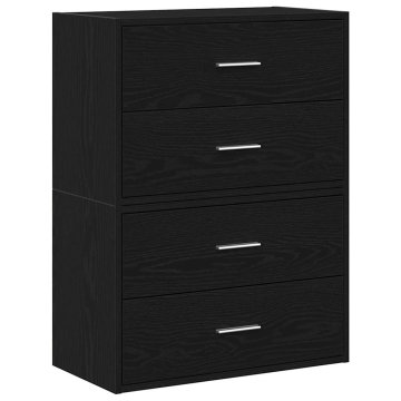 Vidaxl Omarice z 4 predaloma 2 kosa črna hrast 60x31x40 cm inž. les