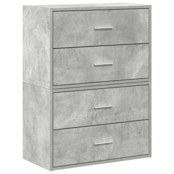 Vidaxl Omarice z 4 predaloma 2 kosa betonsko siva 60x31x40 cm inž. les