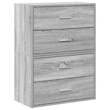 Vidaxl Omarice z 4 predaloma 2 kosa siva sonoma 60x31x40 cm inž. les