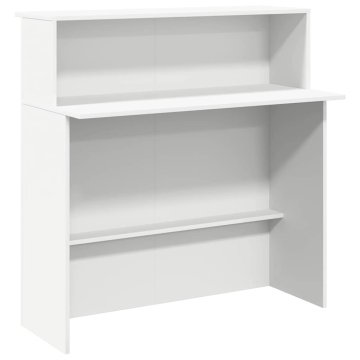 Vidaxl Recepcijska miza bela 100x50x103,5 cm inženirski les