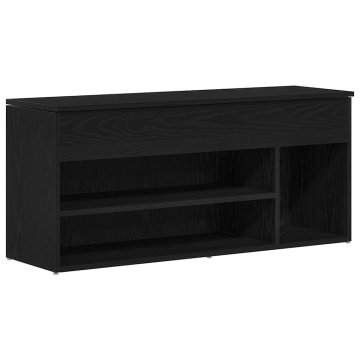 Vidaxl Shoe Bench Medium Engineered Wood Črni hrast
