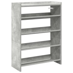 Vidaxl Regal za čevlje betonsko siv 60x25x81 cm inženirski les