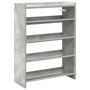 Vidaxl Regal za čevlje betonsko siv 60x25x81 cm inženirski les